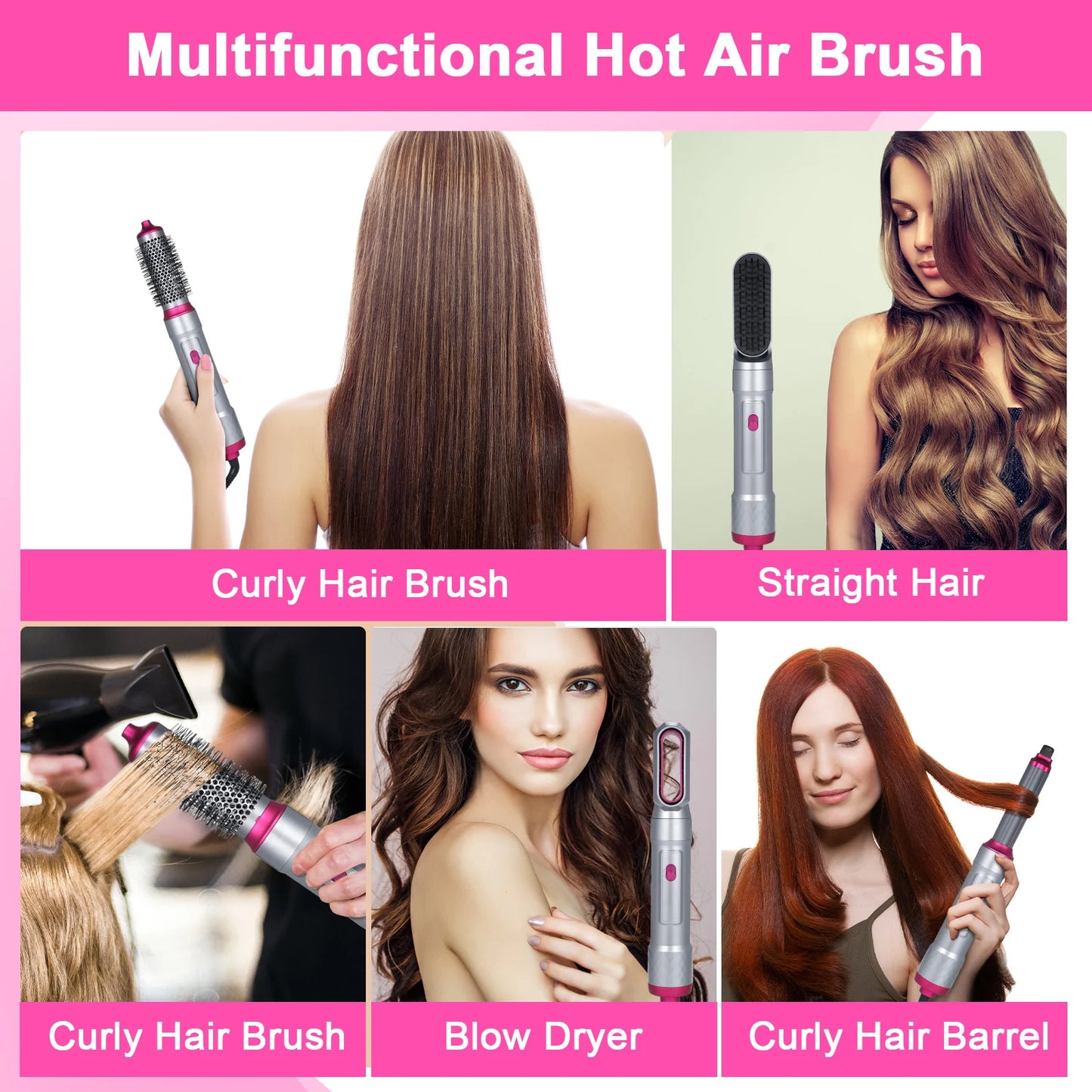 5-in-1 Hot Air Comb Home Use Straight Hair Curly Hair Blow Dryer Comb Multi-function Hair Styling