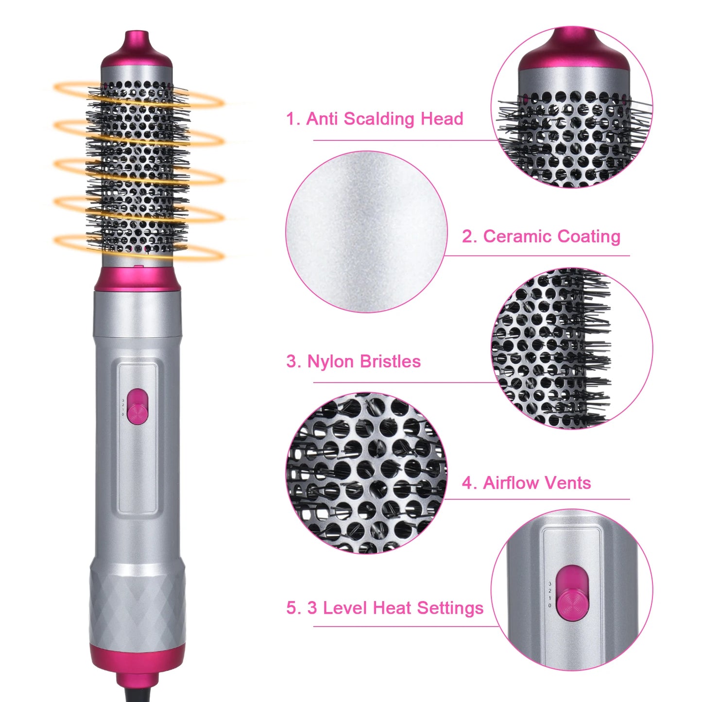 5-in-1 Hot Air Comb Home Use Straight Hair Curly Hair Blow Dryer Comb Multi-function Hair Styling